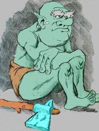 Drawing of a green troll